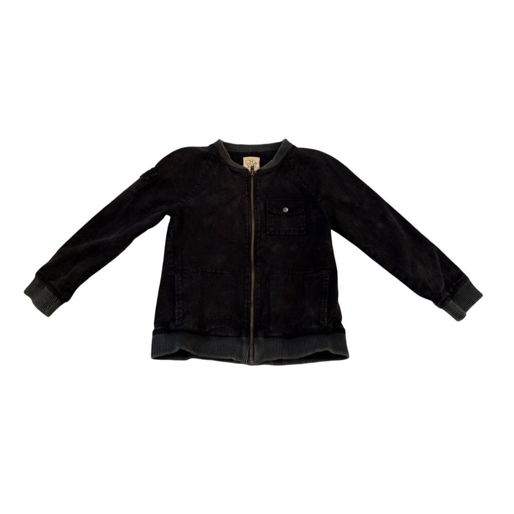 Chasor Womens Distressed Black Bomber Jacket M